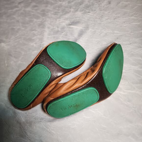 Tieks By Gavrieli Womens Size 9 Camel Leather Ballet Flats Teal Sole Balletcore - Picture 9 of 10